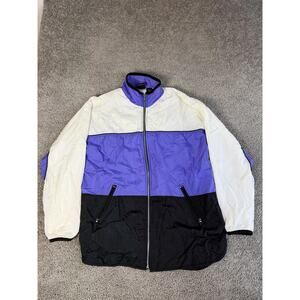 Vintage USA Olympic Jacket Mens LT White Purple Black Colorblock Windbreaker 90s